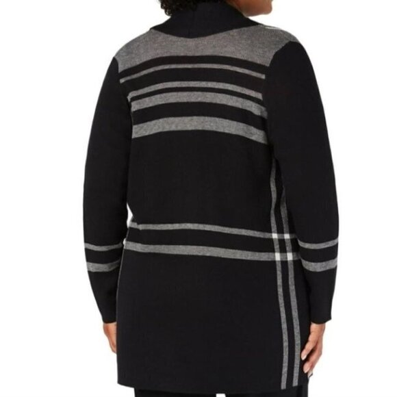 Charter Club Black Red Plaid Coatagan Long Line Sweater Jacket Size XL - Picture 6 of 10